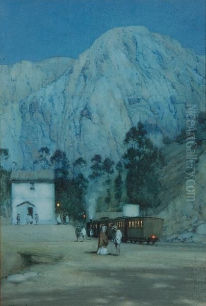 The Night Train Oil Painting by Albert Moulton Foweraker