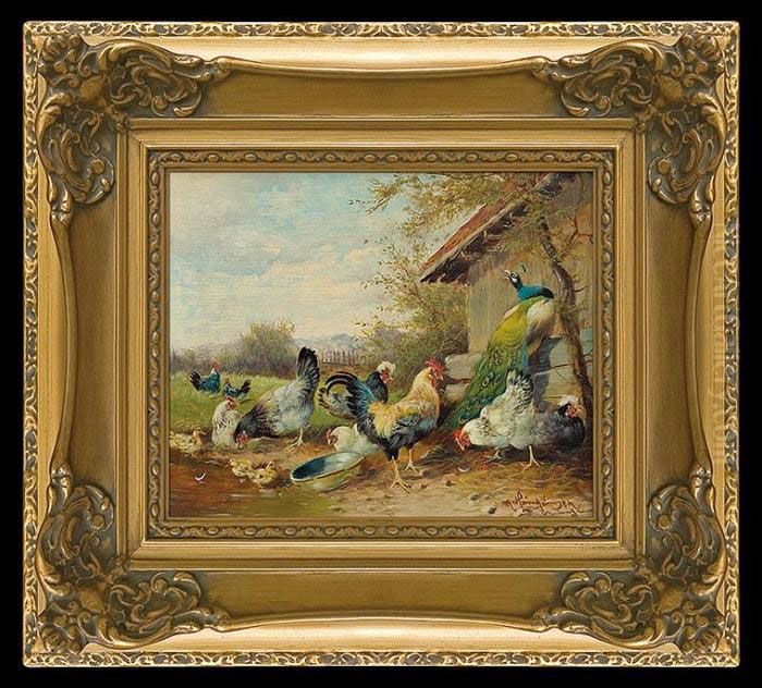 On A Yard Oil Painting by Max I Hanger