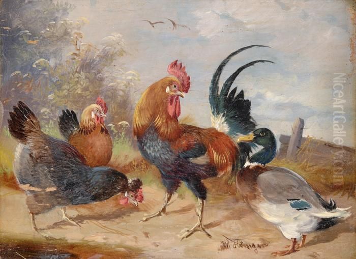 Ein Stolzer Hahn. Oil Painting by Max I Hanger