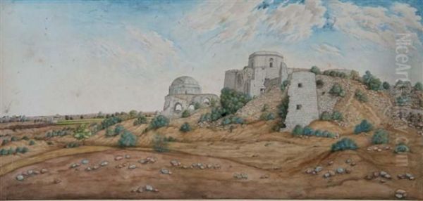 A Ruined Temple In The Holy Land Oil Painting by John Frederick Lewis