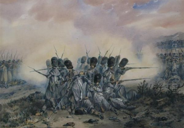 The Last Stand Of The French At Waterloo Oil Painting by Orlando Norie