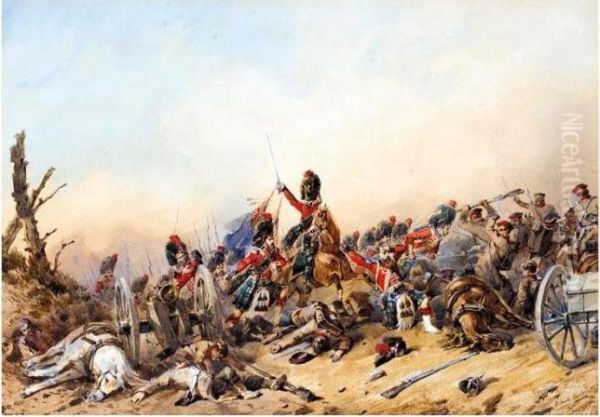 A Group Of Watercoloursshowing Scenes During The Battle Of Balaklava Oil Painting by Orlando Norie