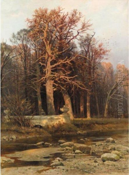 Woodside Stream Oil Painting by Ivan Shishkin