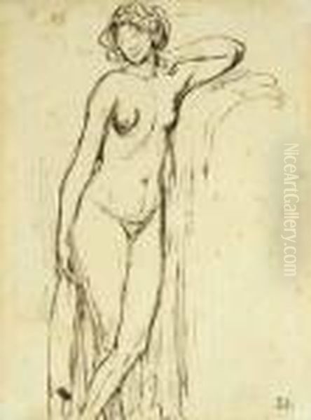 Femme Nue Oil Painting by Theophile Alexandre Steinlen
