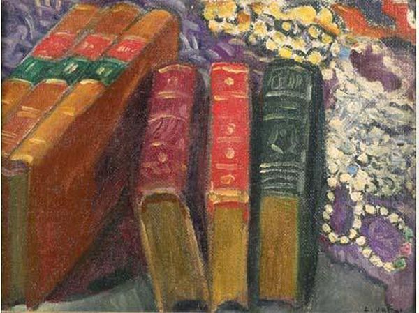 Nature Morte Aux Livres Et Au Collier Oil Painting by Louis Valtat