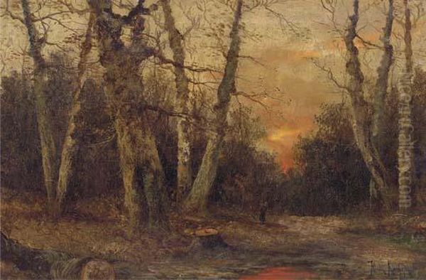 A Faggot Gatherer At Dawn Oil Painting by Iulii Iul'evich (Julius) Klever