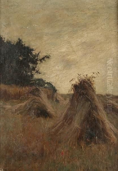 Harvest Time - Shere, Surrey Oil Painting by John White