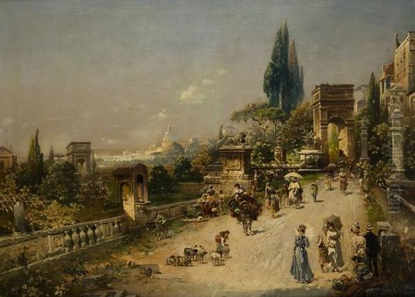 Veduta Di Roma Dal Pincio Oil Painting by Robert Alott