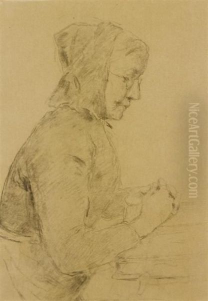 Portrait Of A Old Peasant Woman Oil Painting by Albert Anker