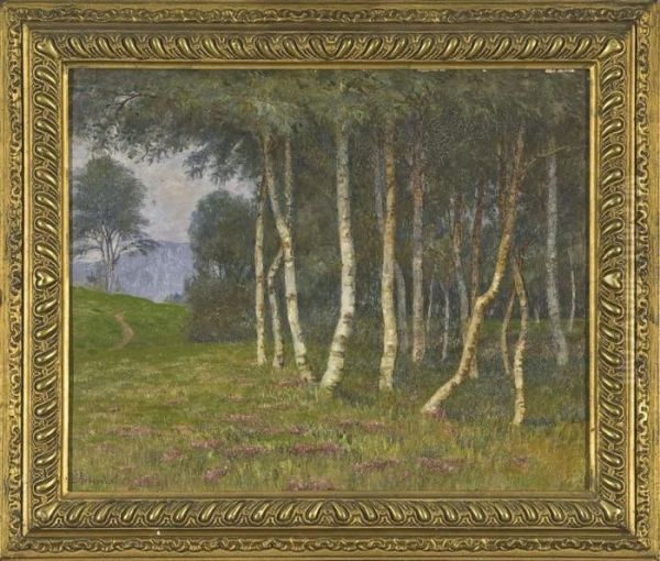 Bosco Di Betulle Oil Painting by Luigi Arbarello