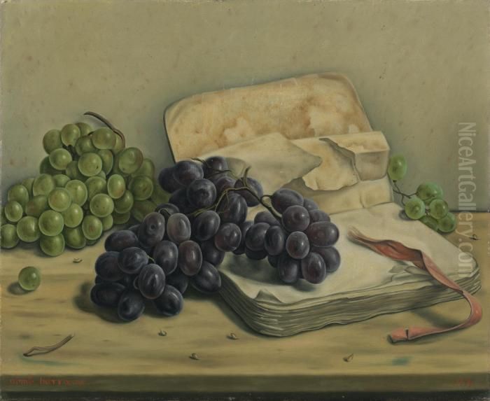 Nature Morte Aux Raisins Et Livre Oil Painting by Aime Barraud Nature Morte Aux Raisins Et Livre Oil Painting by Aime Barraud