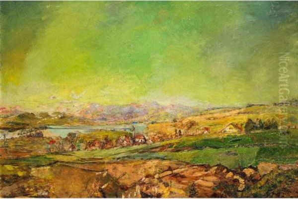 Grosse Landschaft Mit Blick Auf Einen See Oil Painting by Giulio Beda
