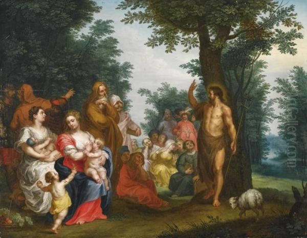 Saint John The Baptist Preaching Oil Painting by Jacob Andries Beschey