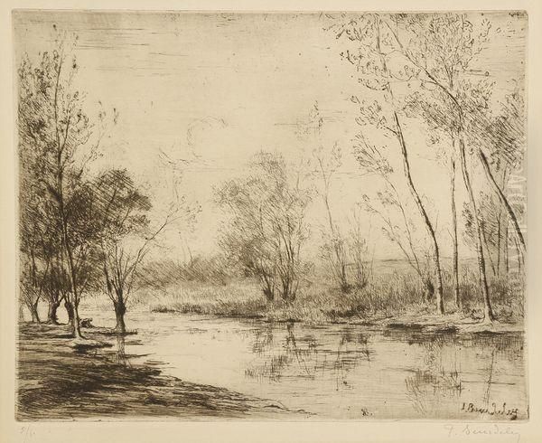 La Vieille Seine A Noyon-sur-seine Oil Painting by Jacques Beurdeley