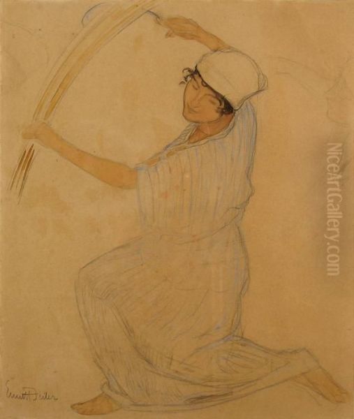 Les Moissons Oil Painting by Ernest Bieler