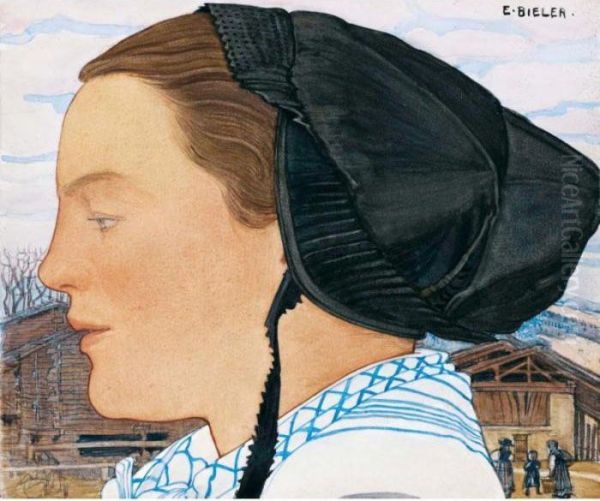 Femme De Profil Oil Painting by Ernest Bieler