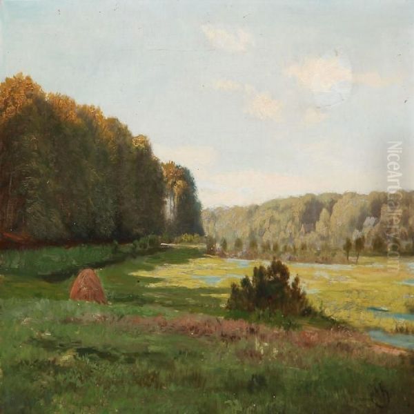 A Summer Landscape In North Sealand Oil Painting by Johannes Boesen