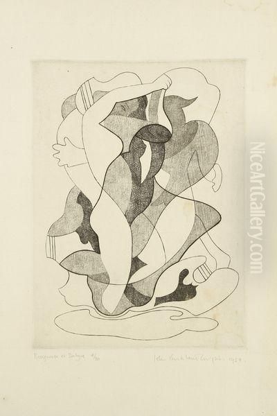 Baigneuse Et Satyre Oil Painting by John Buckland-Wright