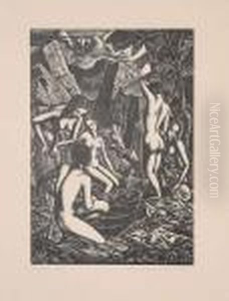 Baigneuses Oil Painting by John Buckland-Wright