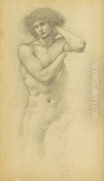 Standing Male Nude Oil Painting by Sir Edward Coley Burne-Jones