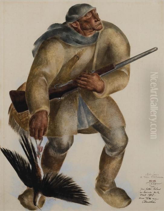 Etude Pour Le Tireur D'oiseaux Oil Painting by Anto Carte Etude Pour Le Tireur D'oiseaux Oil Painting by Anto Carte