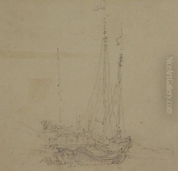 Chinese Junk Oil Painting by George Chinnery