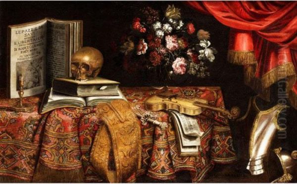 Grosses Vanitasstilleben Mit Violine Oil Painting by Pier Francesco Cittadini Il Milanese