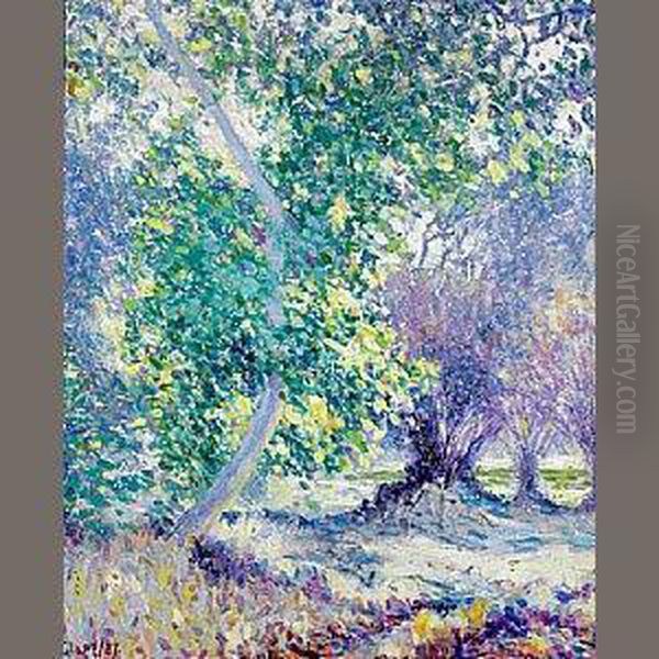 Trees On A River Bank Oil Painting by William Henry Clapp