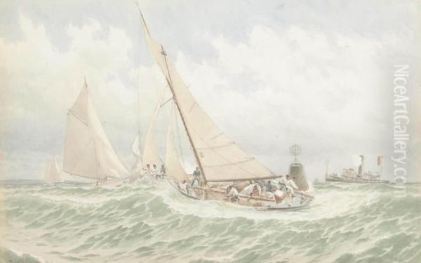 The One-design Newport 30 Class Of The New York Yacht Club Oil Painting by Frederick Schiller Cozzens