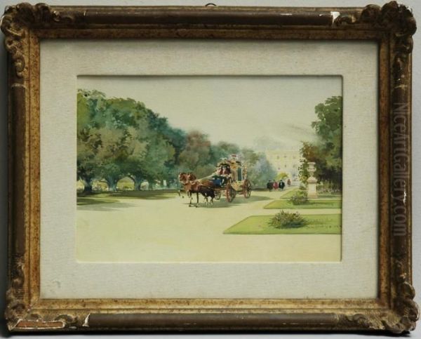 Giardino Di Palazzo Con Carrozza Oil Painting by Aurelio Craffonara