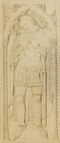 A Stone Carving For The Tomb Of A Knight Oil Painting by Thomas Hartley Cromek