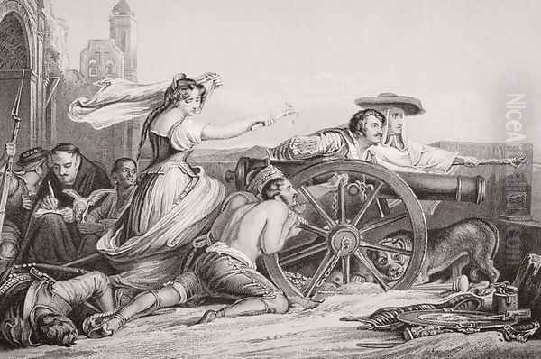 The Defence of Saragossa, 1808, from Illustrations of English and Scottish History Volume II Oil Painting by Sir David Wilkie