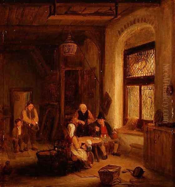 Interior with Figures by a Window Oil Painting by Sir David Wilkie