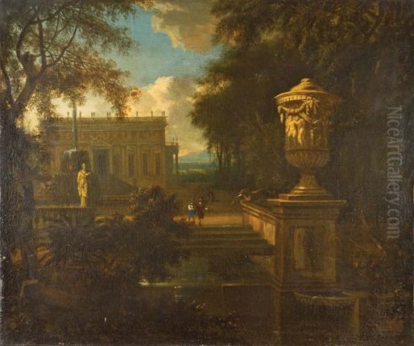 Paesaggio Con Architetture E Personaggi Oil Painting by Isaac de Moucheron