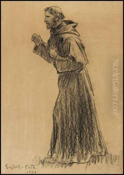 Franciscain Oil Painting by Marc Aurele de Roy Suzor-Cote