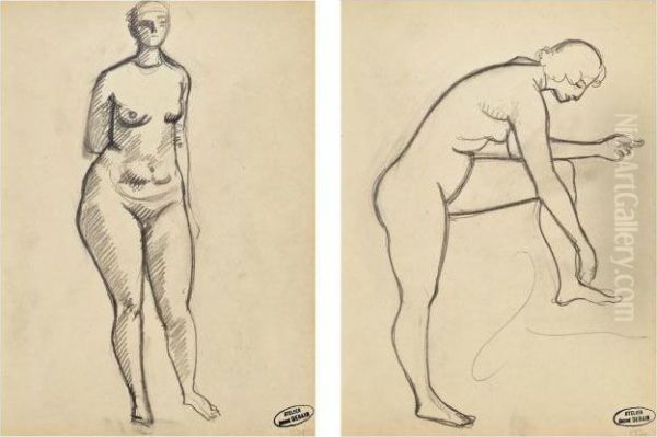 Femme Nue Debout A Droite And Femme Nue Debout Oil Painting by Andre Derain