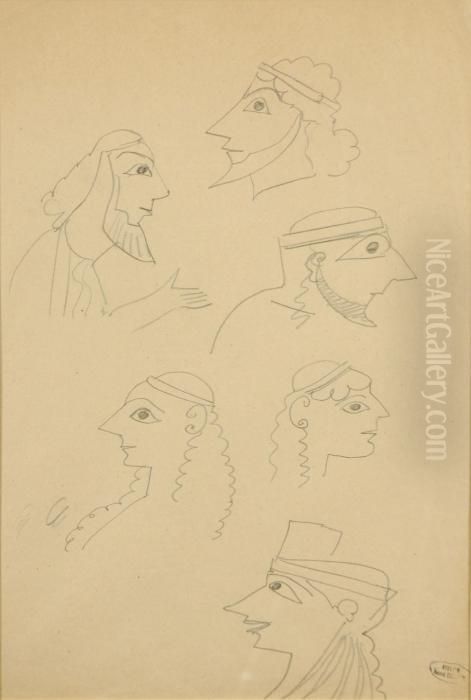 Visages Assyriens Oil Painting by Andre Derain Visages Assyriens Oil Painting by Andre Derain