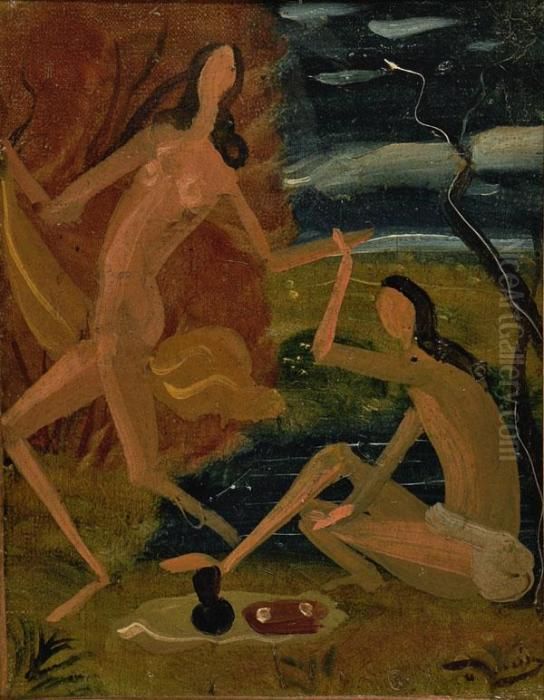 Deux Nus Dans Un Paysage Oil Painting by Andre Derain