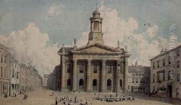 Sessions House and Market, Lancaster Oil Painting by William Westall