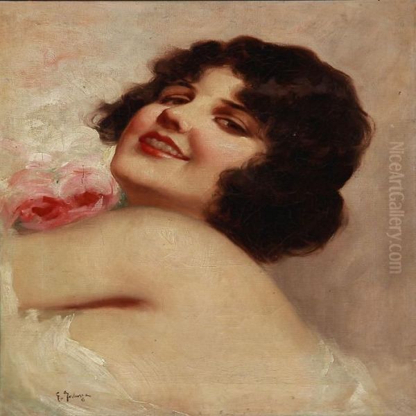 Portrait Of An Italian Woman Oil Painting by Eduardo Forlenza