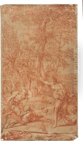 Latona Trasforma In Rane I Contadini Di Licia Oil Painting by Marcantonio Franceschini