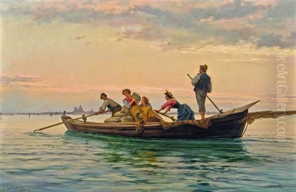 Fischer Vor Venedig Oil Painting by Pietro Gabrini