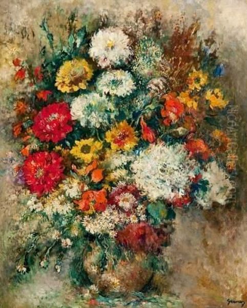 Bouquet De Fleurs Oil Painting by Paul-Elie Gernez