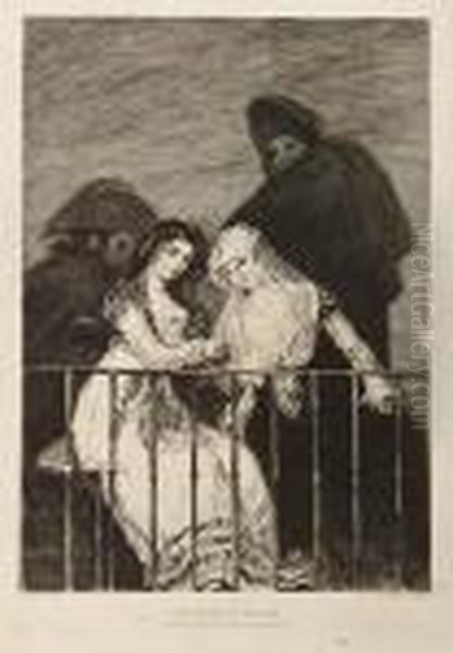 Majas En El Balcon Oil Painting by Francisco Goya Fuendetodos