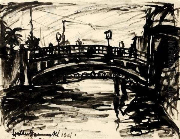 Aus Berlin. Am Tiergarten Oil Painting by Walter Gramatte