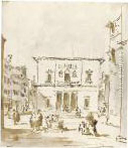 View Of The Theatre, La Fenice Oil Painting by Francesco Guardi