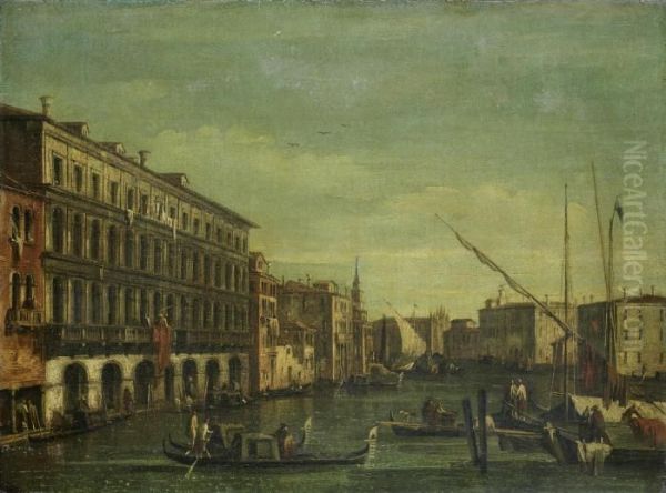 The Grand Canal From The Palazzo Foscari To The Church Of The Carita, Venice Oil Painting by Nicolo Guardi