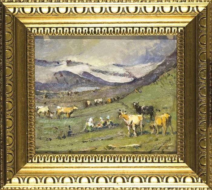 Pascolo In Montagna Oil Painting by Giovanni Guarlotti Pascolo In Montagna Oil Painting by Giovanni Guarlotti