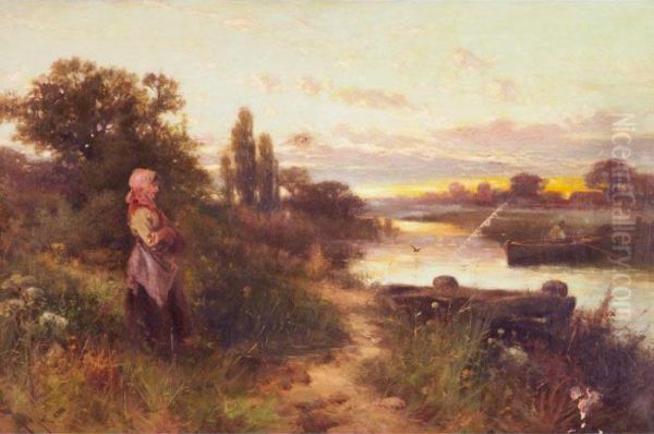The Ferry Oil Painting by John Horace Hooper