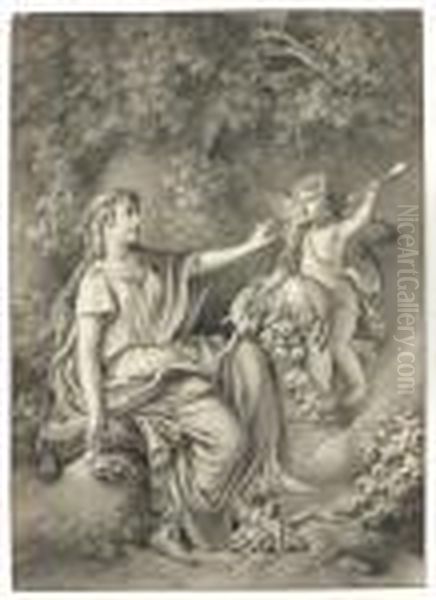 Cupid And The Huntress Oil Painting by Jean-Baptiste Huet I